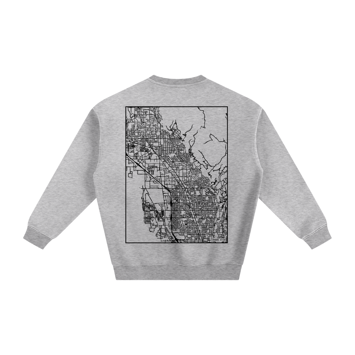 Lindon map sweatshirt, back print - Heather Gray