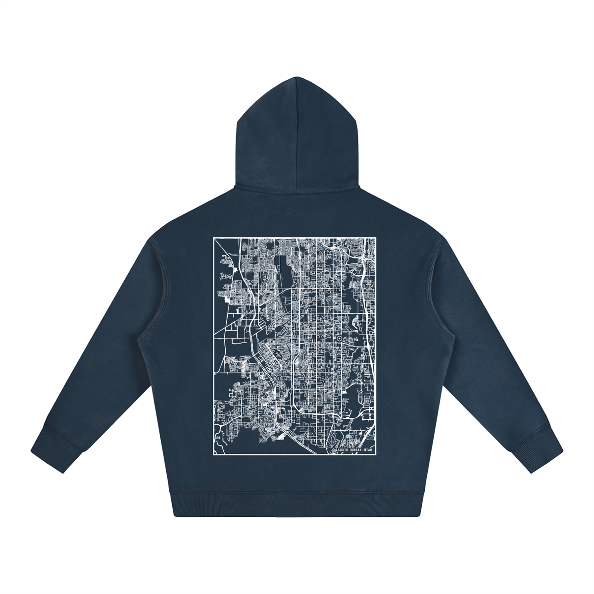 South Jordan map hoodie, back print - Navy Blue