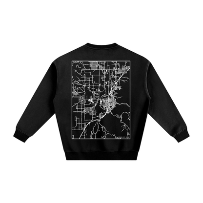 Cedar City map sweatshirt, back print - Black