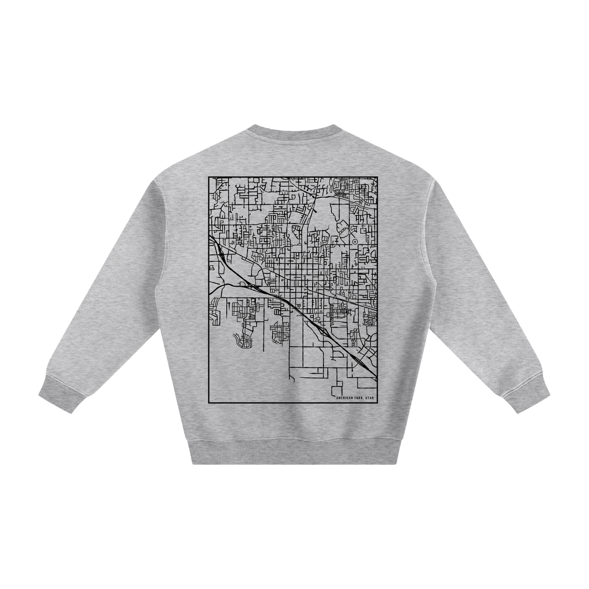 American Fork map sweatshirt, back print - Heather Gray