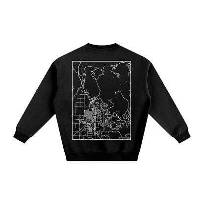 Heber City map sweatshirt, back print - Black