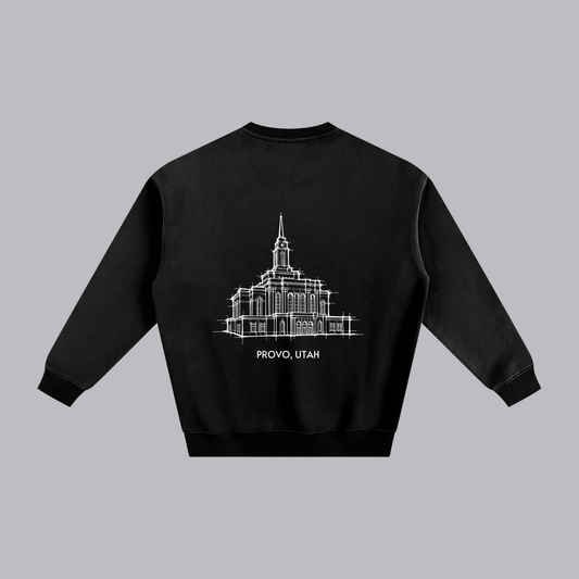 Provo Rock Canyon Temple back print flat lay - Black