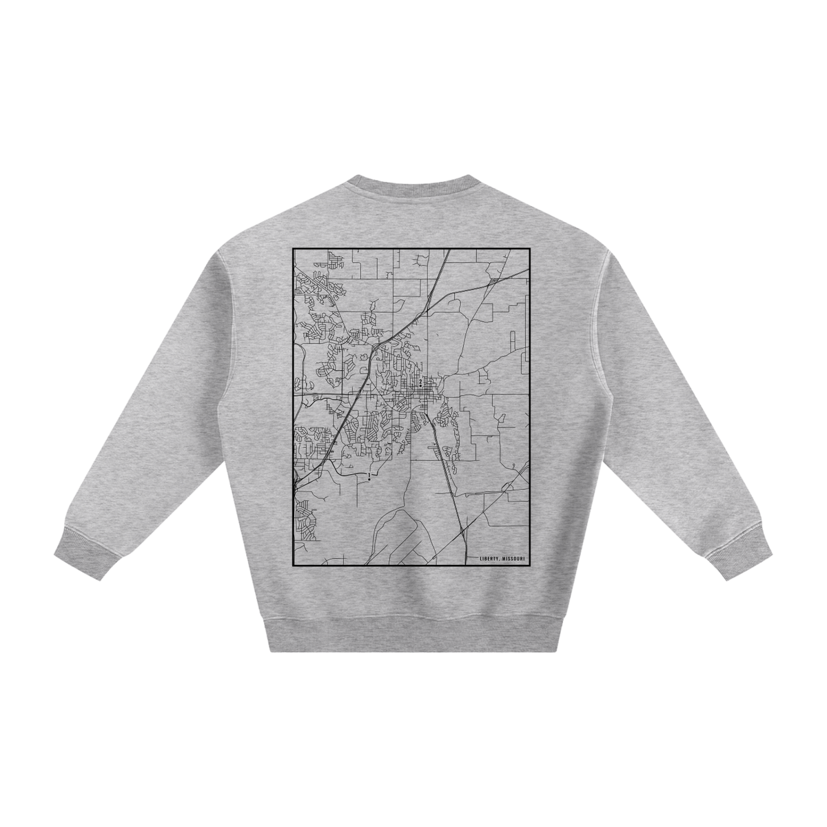 Liberty map sweatshirt, back print - Heather Gray