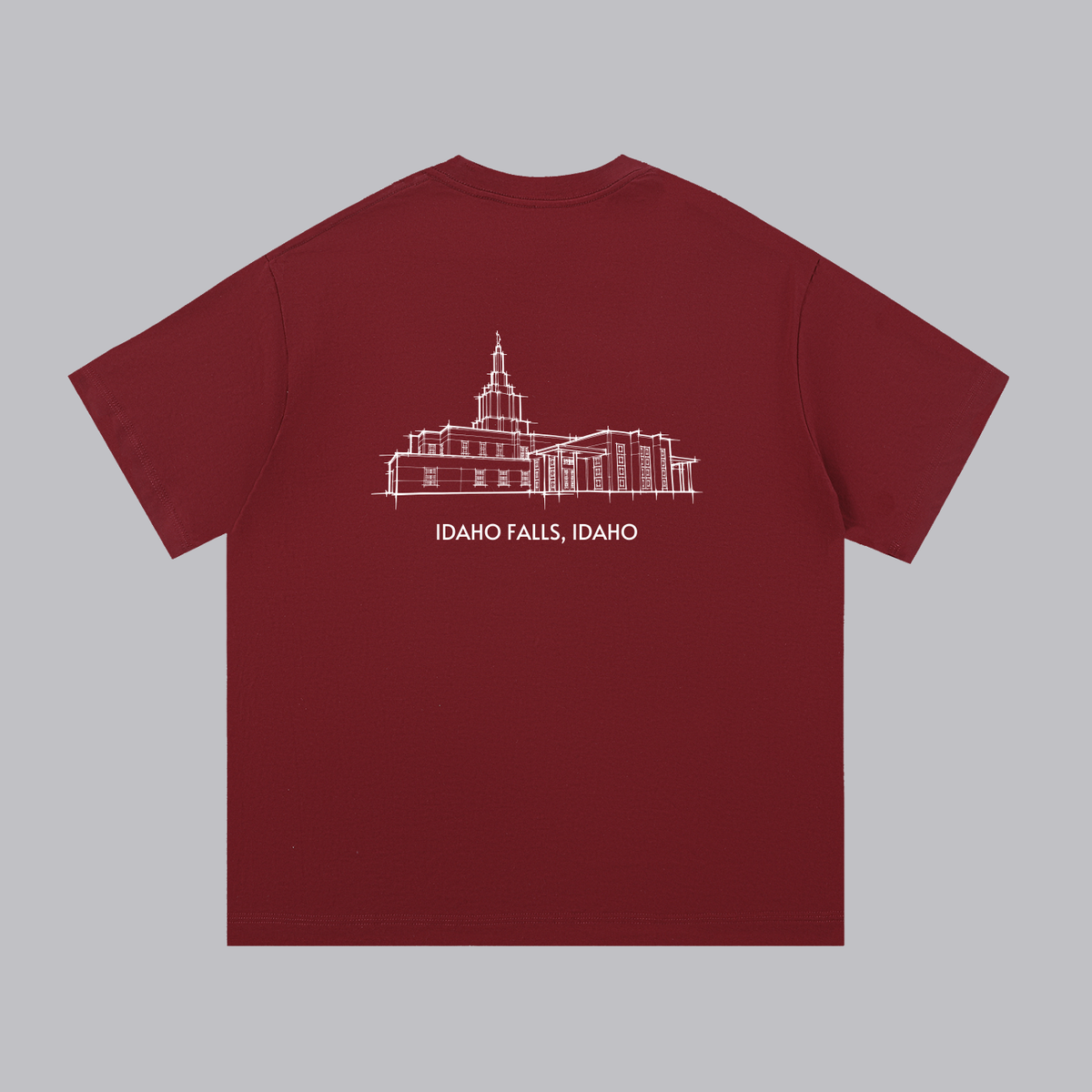 Idaho Falls Temple back print flat lay - Maroon