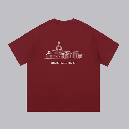 Idaho Falls Temple back print flat lay - Maroon