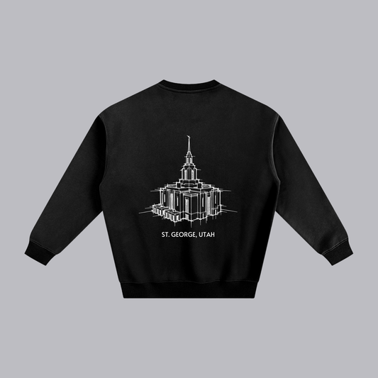 Red Cliffs Temple back print flat lay - Black