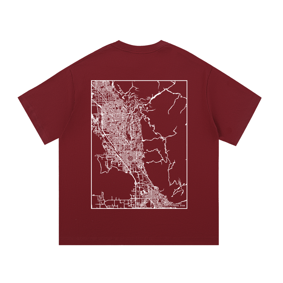 Provo map tee, back print - Maroon