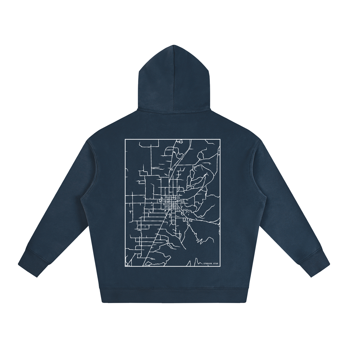 Ephraim map hoodie, back print - Navy Blue