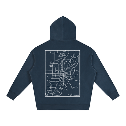 Ephraim map hoodie, back print - Navy Blue