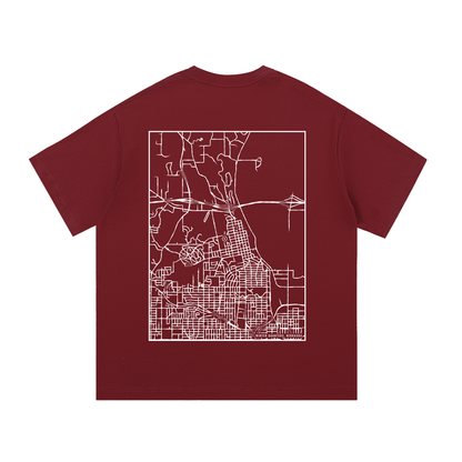 Winter Quarters map tee, back print - Maroon