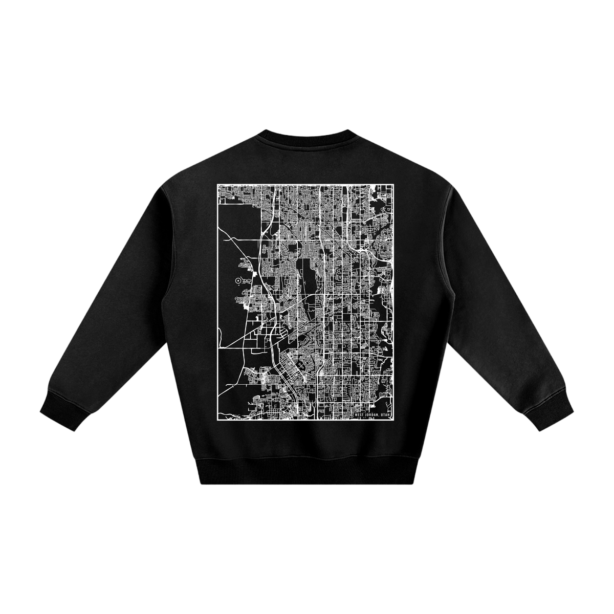 West Jordan map sweatshirt, back print - Black
