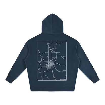 Montpelier map hoodie, back print - Navy Blue