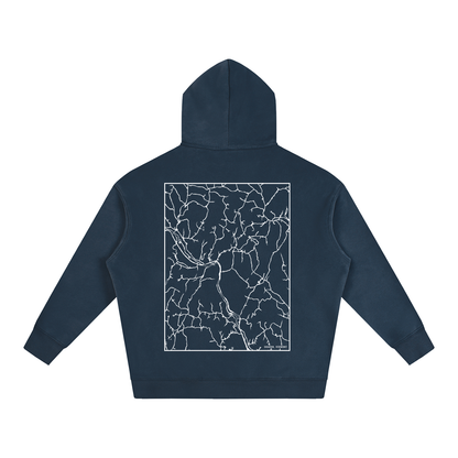 Sharon map hoodie, back print - Navy Blue