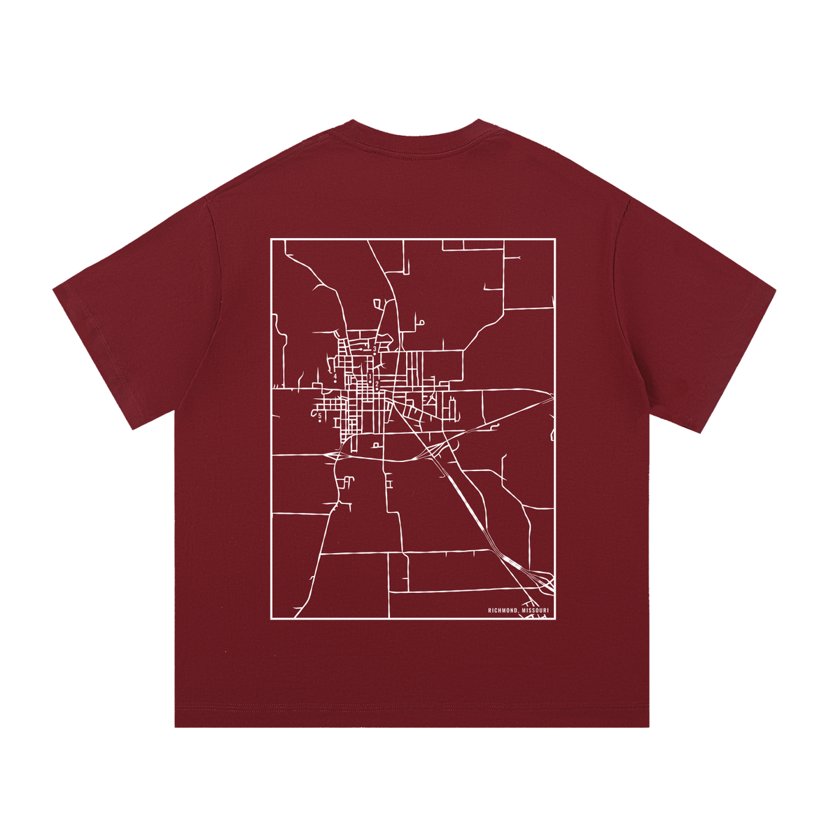 Richmond map tee, back print - Maroon