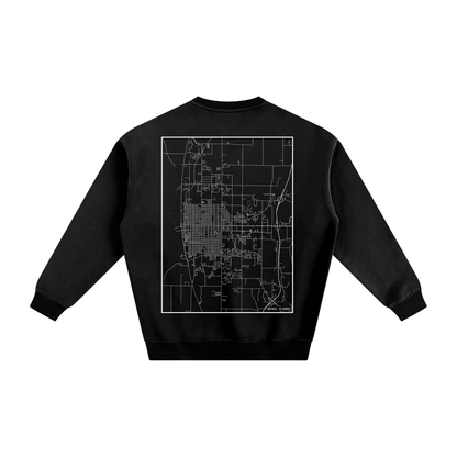 Quincy map sweatshirt, back print - Black