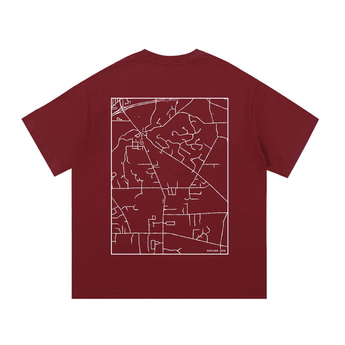 Kirtland map tee, back print - Maroon