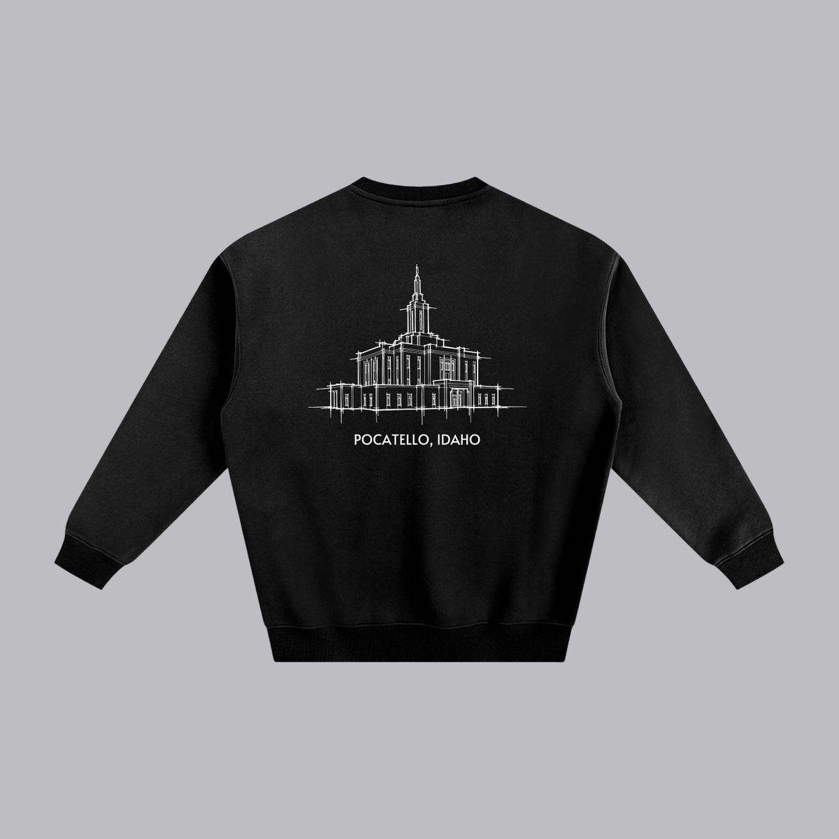 Pocatello Temple back print flat lay - Black