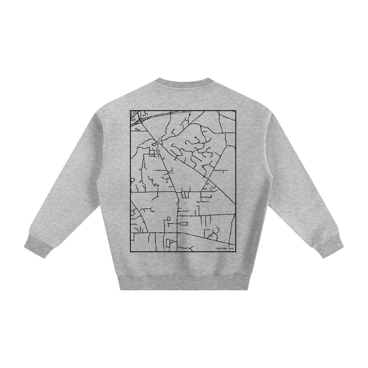 Kirtland map sweatshirt, back print - Heather Gray