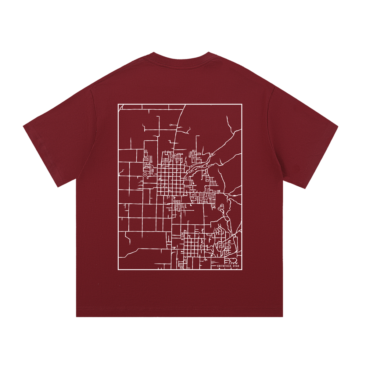 Smithfield map tee, back print - Maroon
