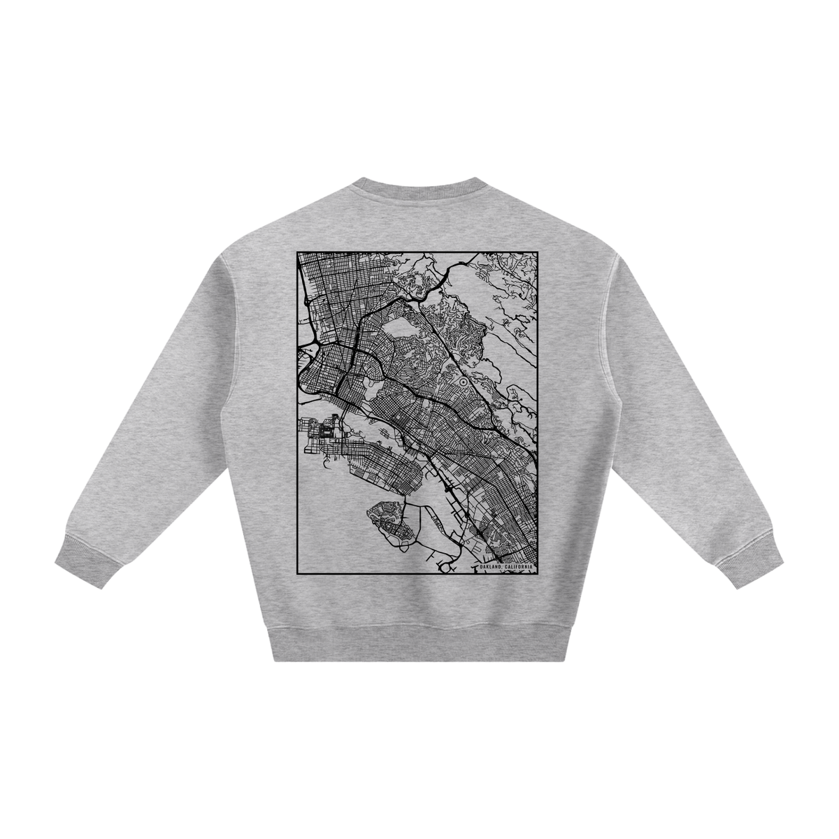 Oakland map sweatshirt, back print - Heather Gray