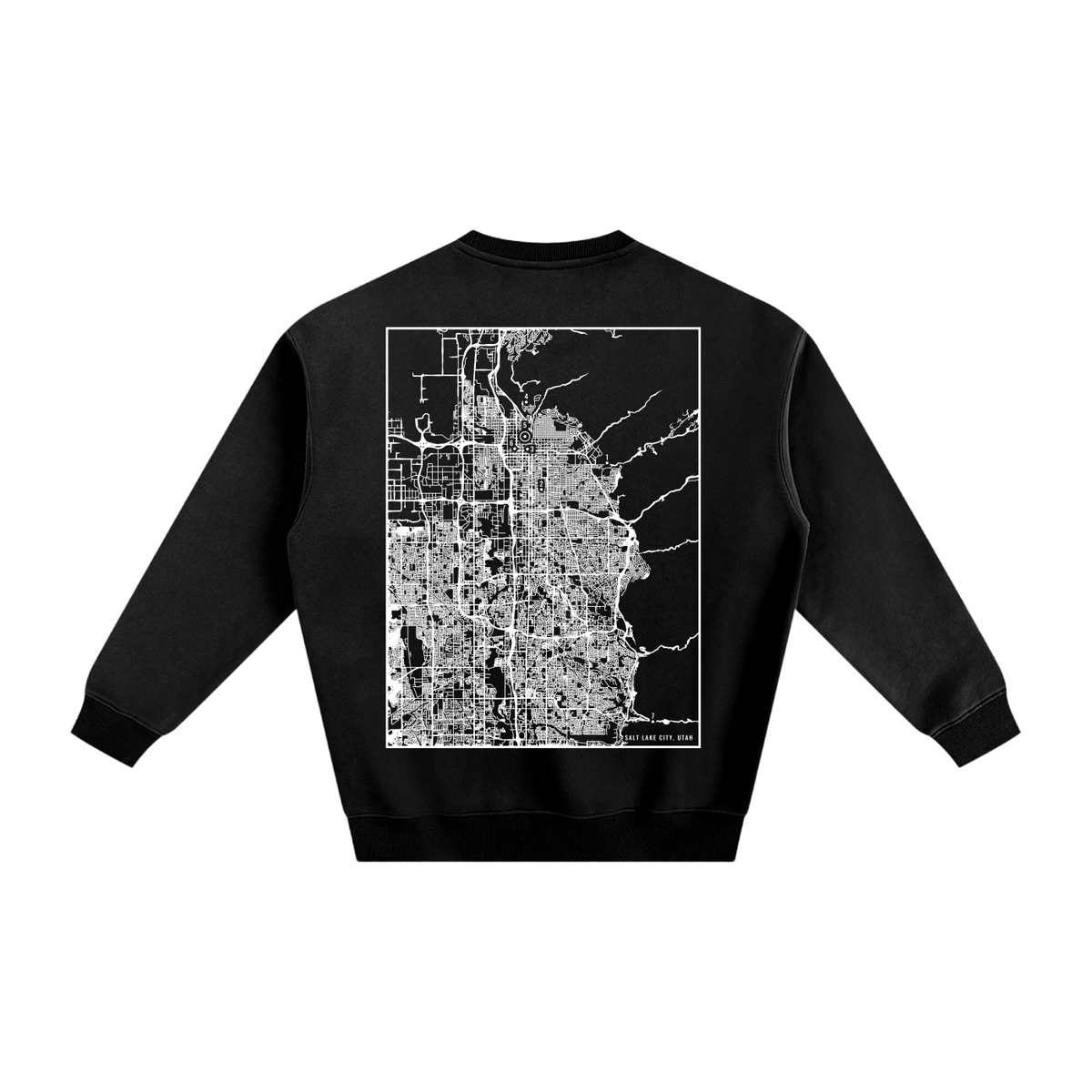 Salt Lake City map sweatshirt, back print - Black