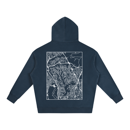 San Diego map hoodie, back print - Navy Blue