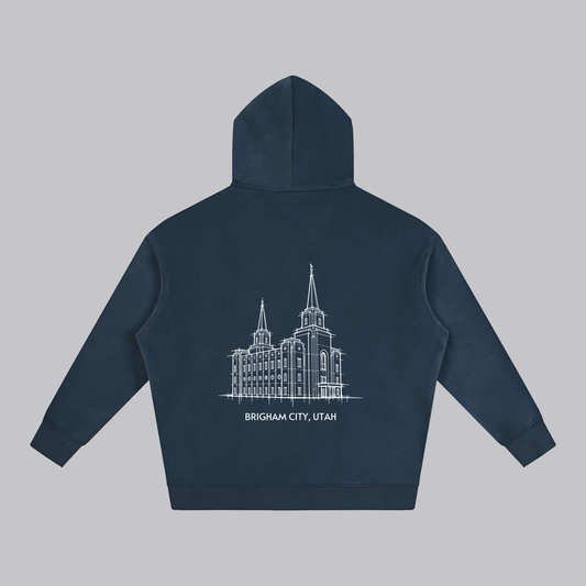 Brigham City Temple back print flat lay - Navy Blue