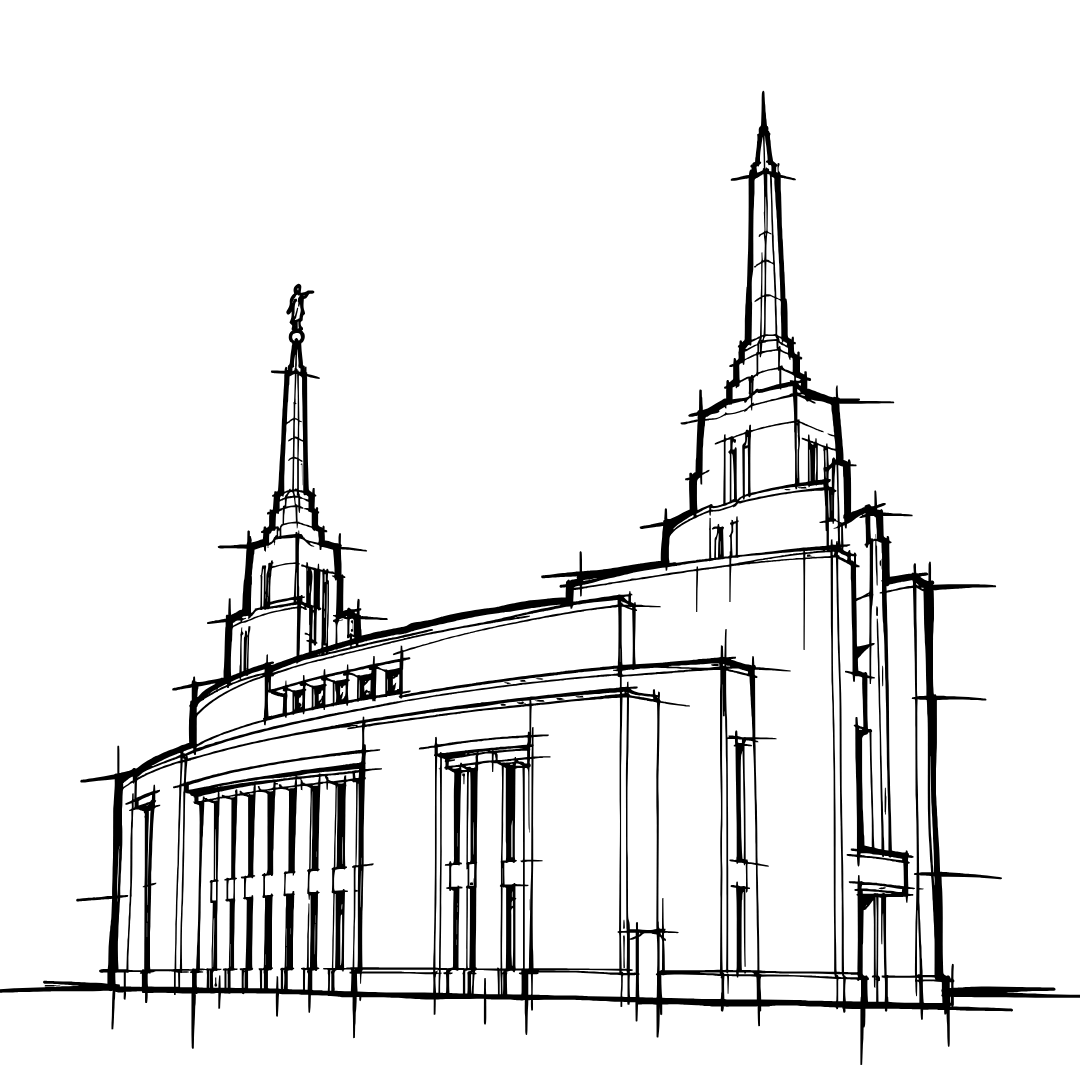 Line drawing of the temple