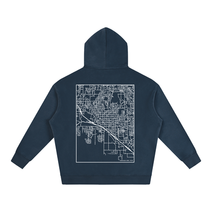 American Fork map hoodie, back print - Navy Blue