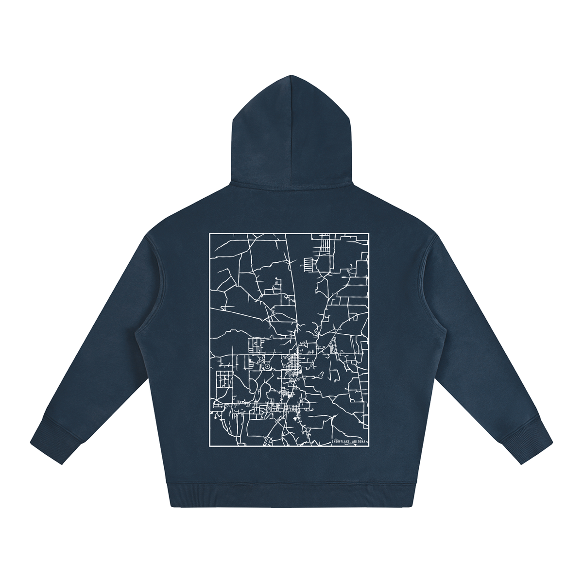 Snowflake map hoodie, back print - Navy Blue