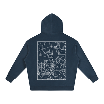 Snowflake map hoodie, back print - Navy Blue