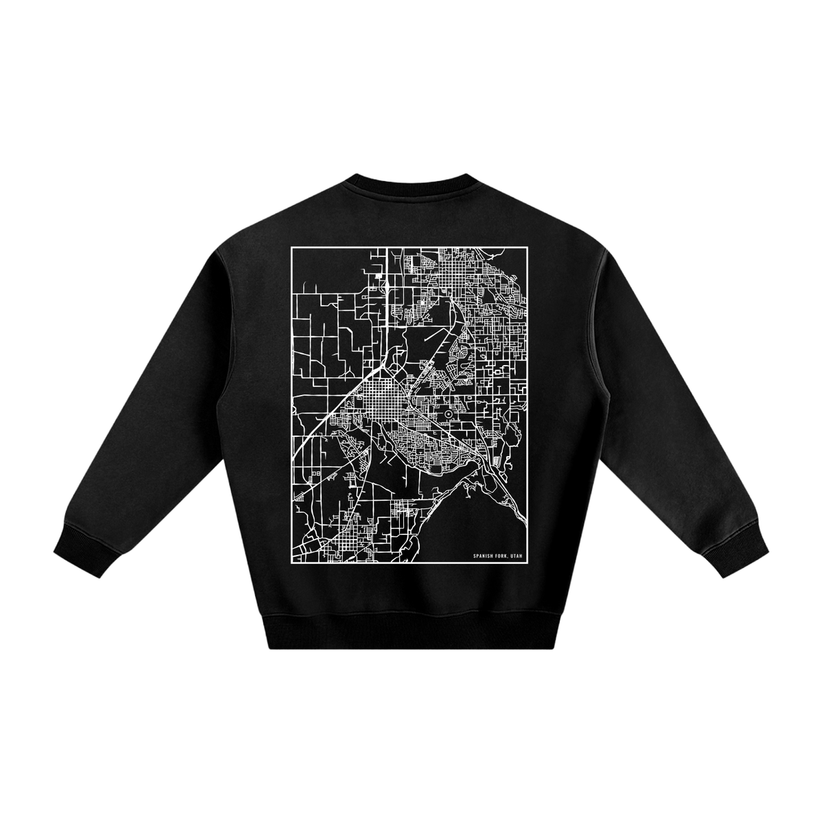 Spanish Fork map sweatshirt, back print - Black