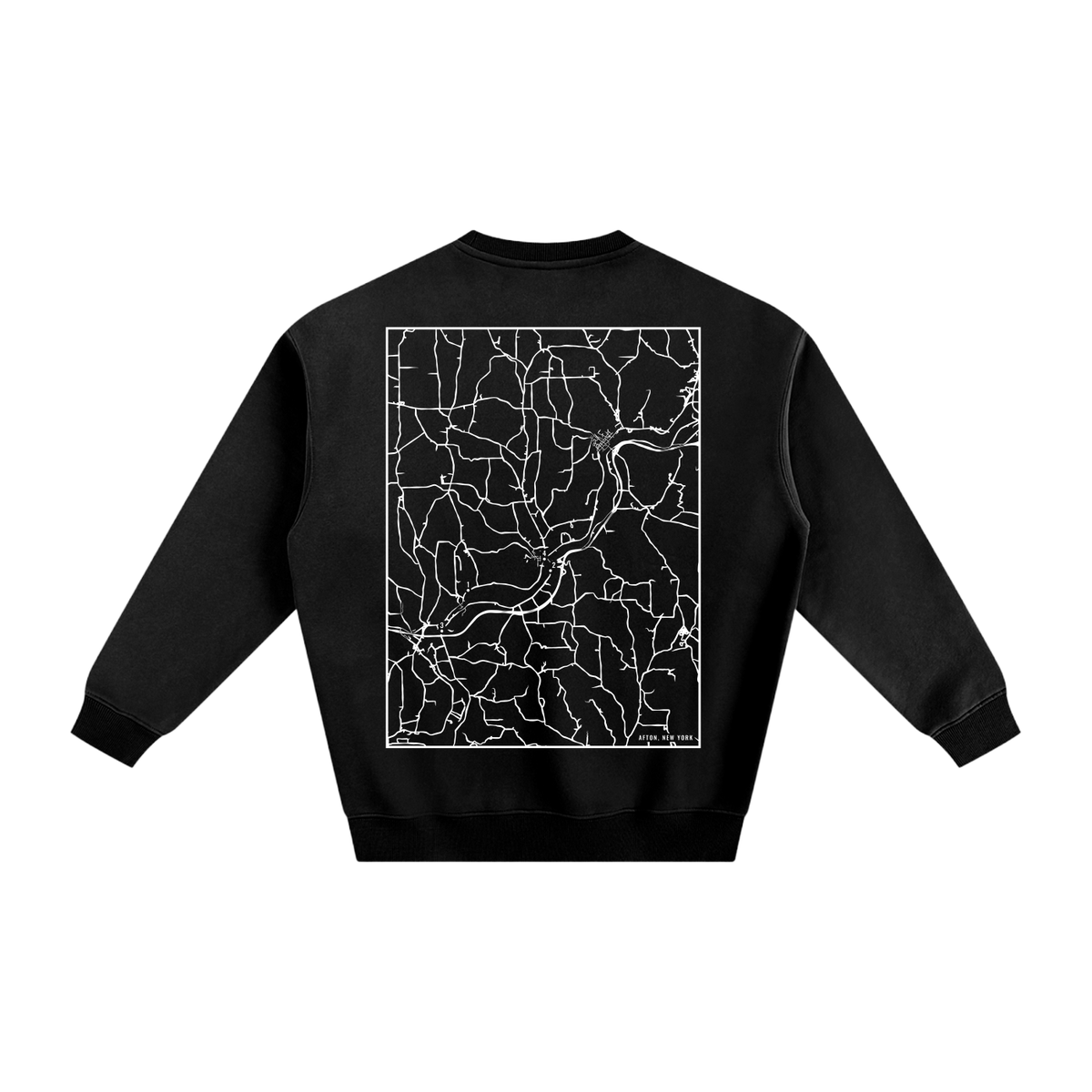 Afton map sweatshirt, back print - Black