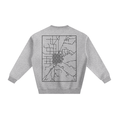 Manti map sweatshirt, back print - Heather Gray