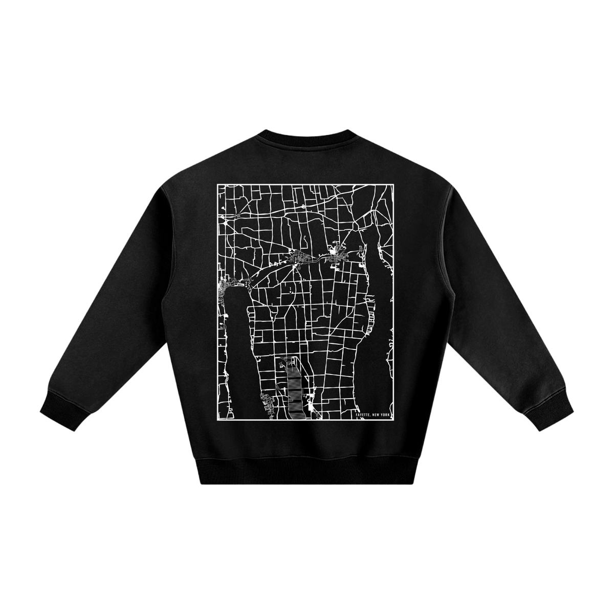 Fayette map sweatshirt, back print - Black