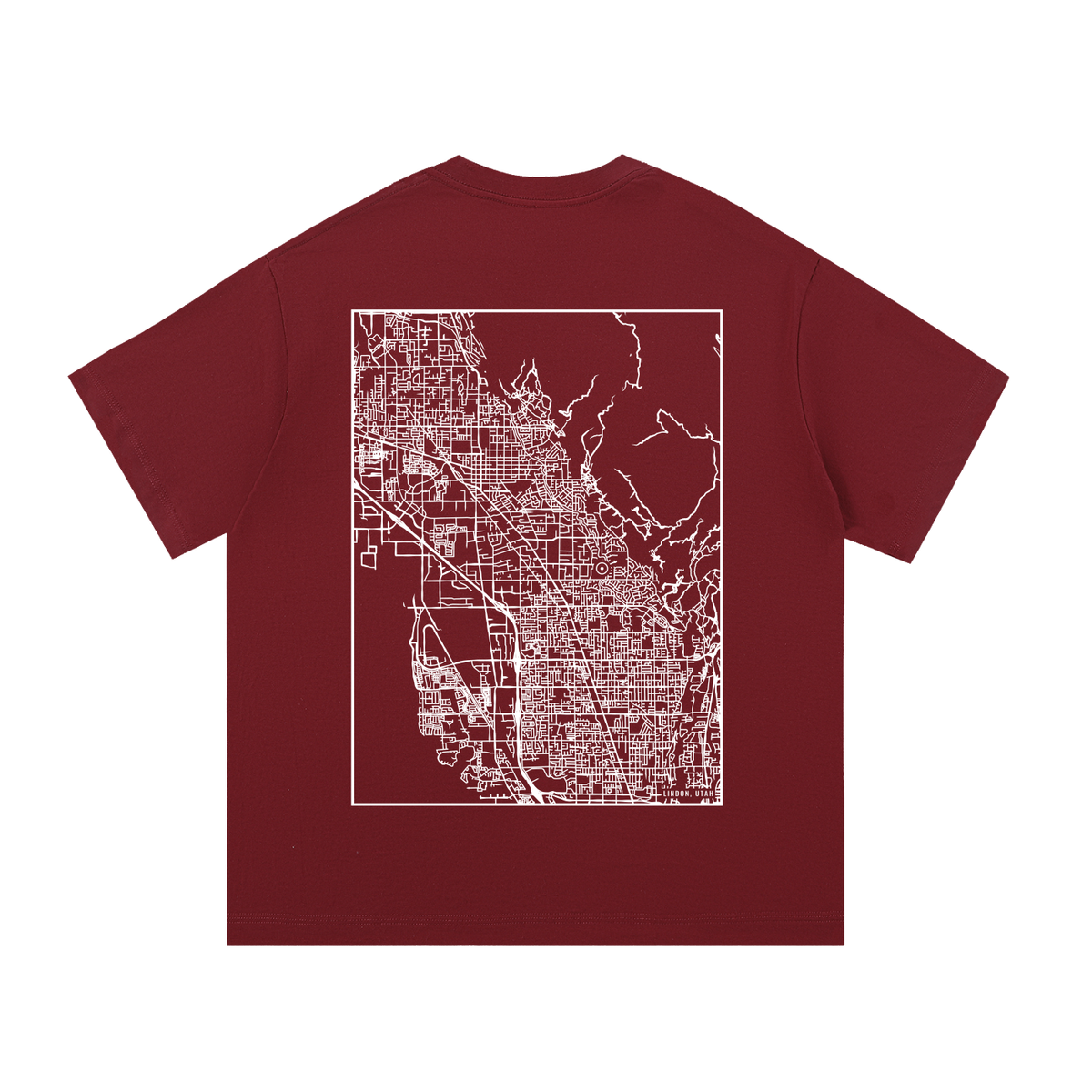 Lindon map tee, back print - Maroon