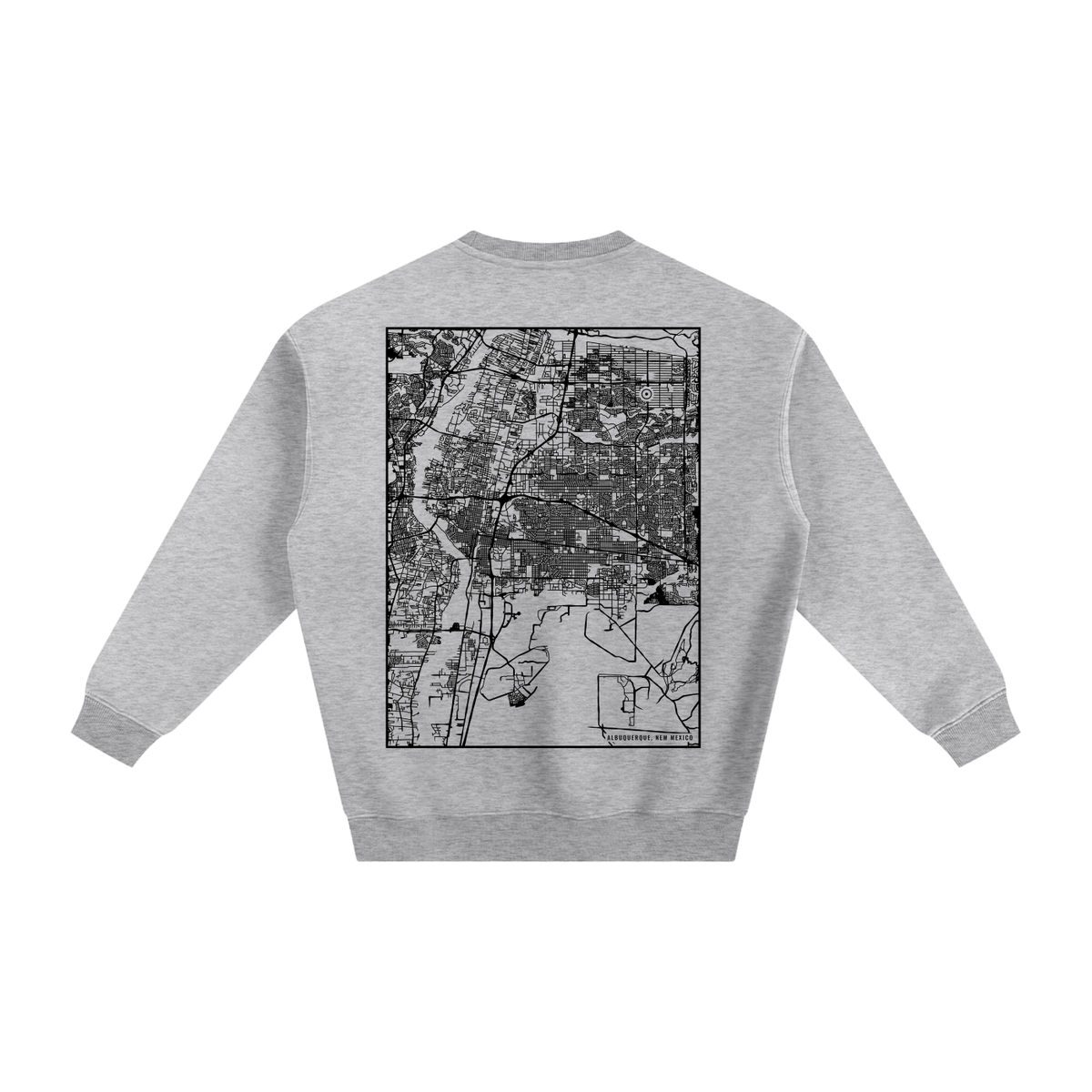 Albuquerque map sweatshirt, back print - Heather Gray