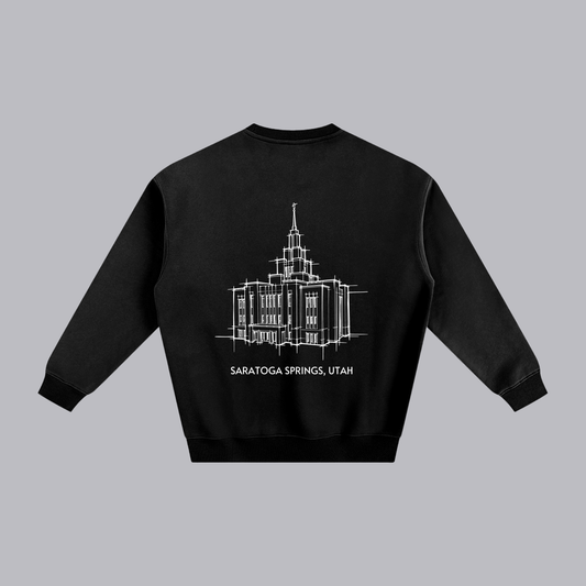 Saratoga Springs Temple back print flat lay - Black