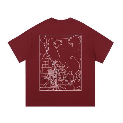 Heber City map tee, back print - Maroon