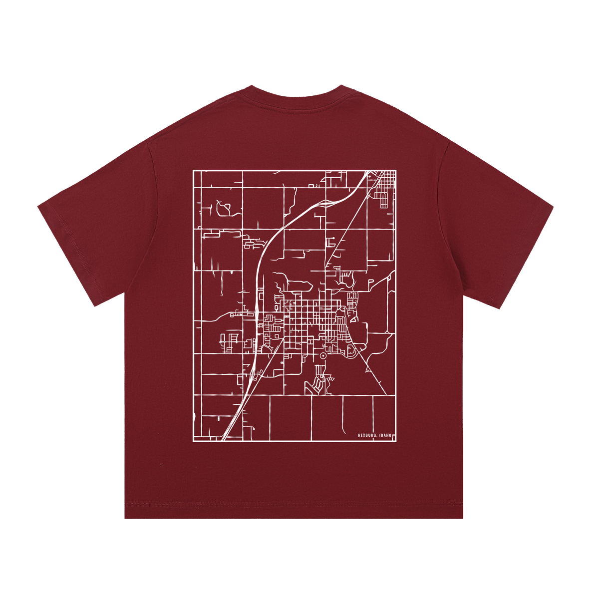 Rexburg map tee, back print - Maroon