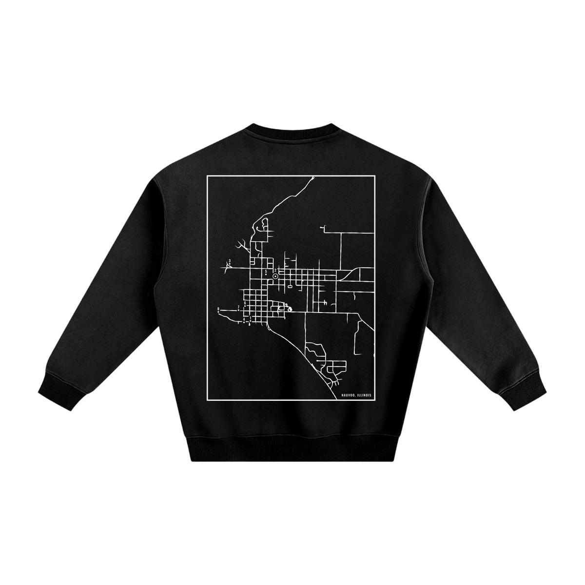 Nauvoo map sweatshirt, back print - Black