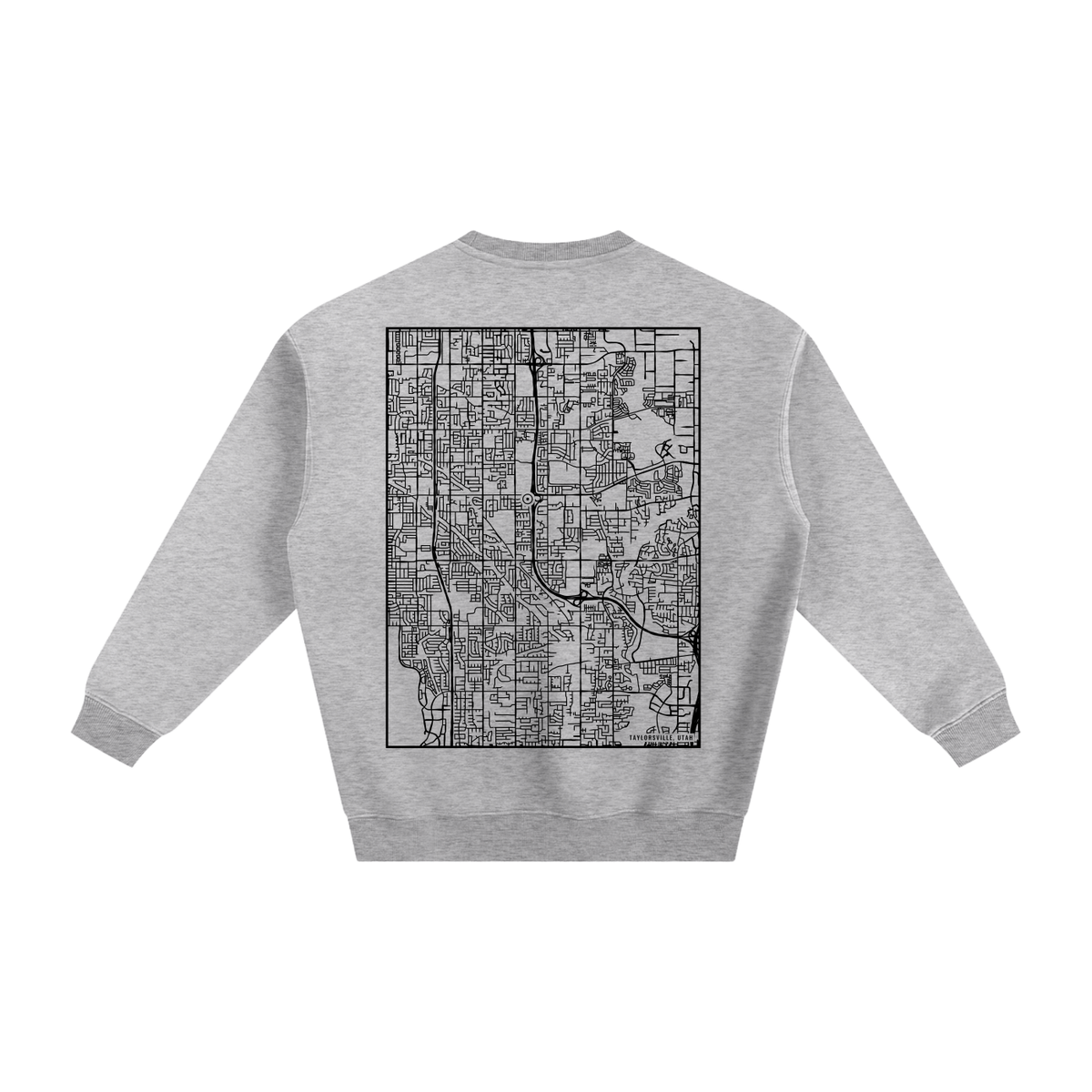 Taylorsville map sweatshirt, back print - Heather Gray