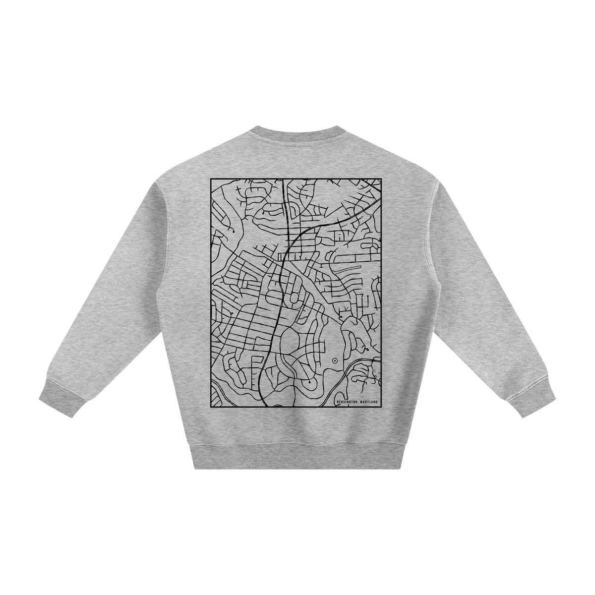 Kensington map sweatshirt, back print - Heather Gray