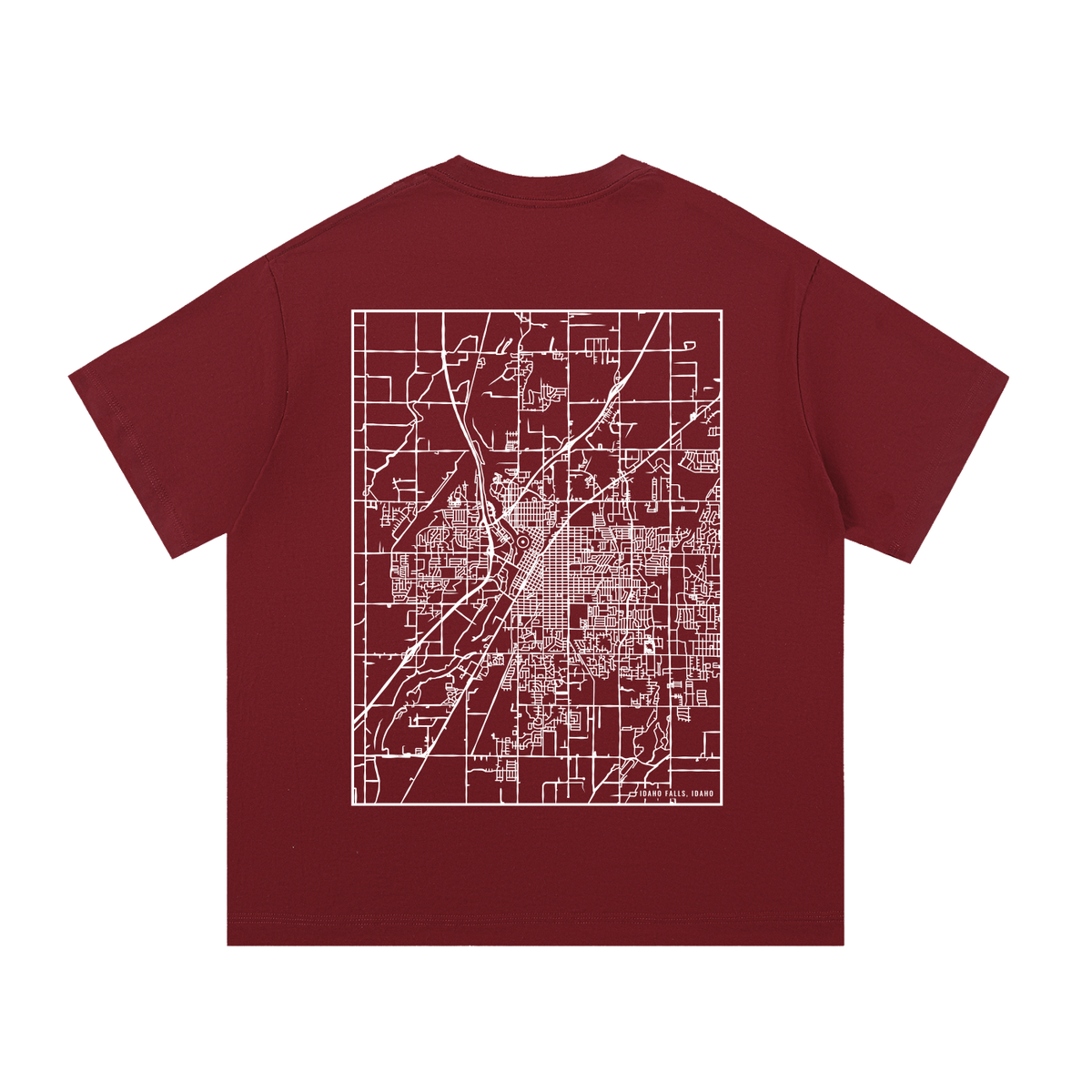 Idaho Falls map tee, back print - Maroon
