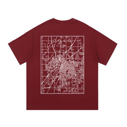 Idaho Falls map tee, back print - Maroon