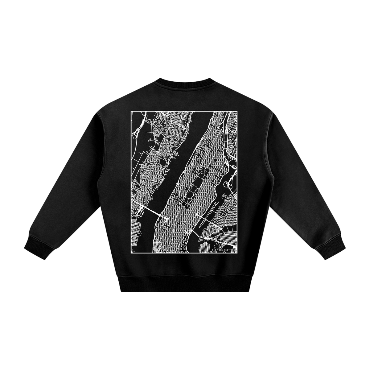 New York map sweatshirt, back print - Black