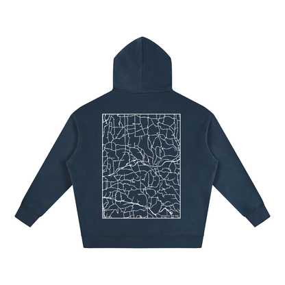 Colesville map hoodie, back print - Navy Blue