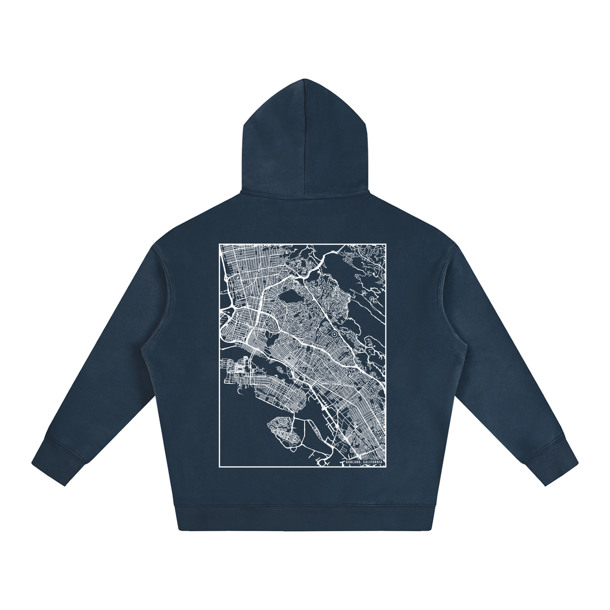 Oakland map hoodie, back print - Navy Blue