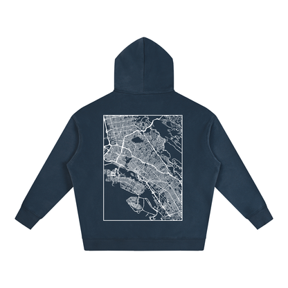 Oakland map hoodie, back print - Navy Blue