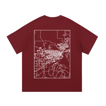 Billings map tee, back print - Maroon
